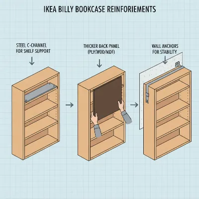 Techniques to reinforce an Ikea Billy Bookshelf for improved durability